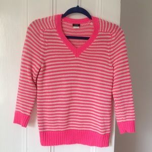 J. Crew hot pink stripe sweater